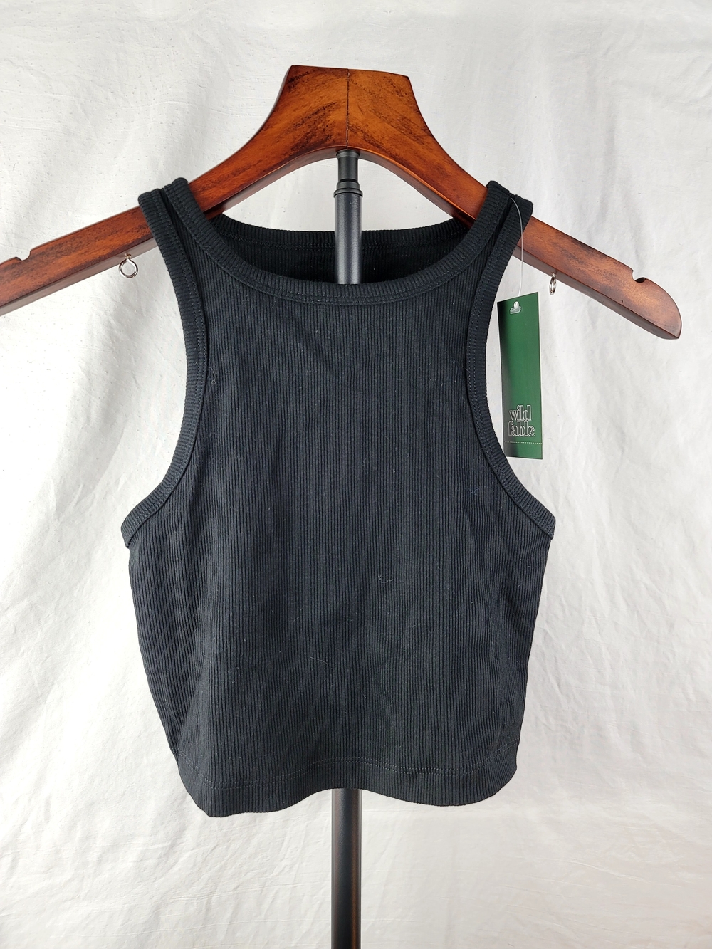 wild fable Black Ribbed High-Neck Cropped Tank